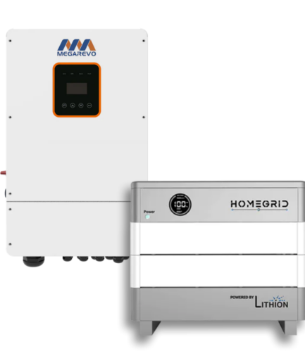 Megarevo 10kW Hybrid Inverter R10KLNA + HomeGrid Stack'd 9.6 kWh - (2) 48V Lithium Battery Bundle