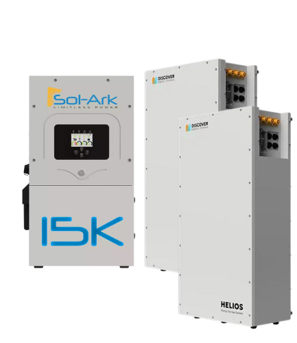 Sol-Ark 15K-2P 15kW Hybrid Inverter + 32.2kWh Discover Helios 48V Outdoor Battery Kit
